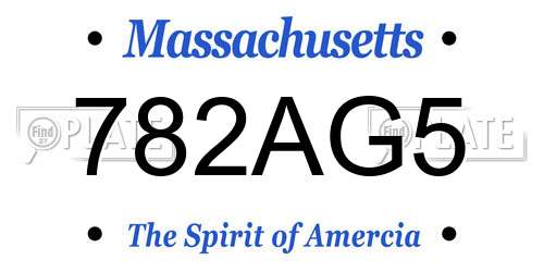 782AG5 Massachusetts License Plate