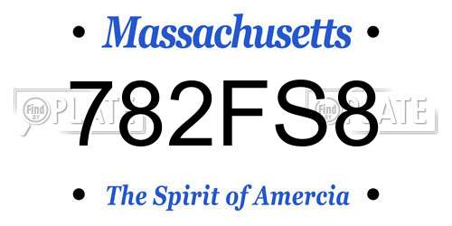782FS8 Massachusetts License Plate