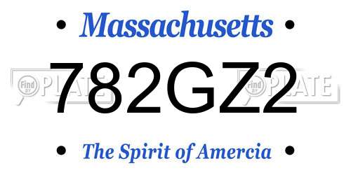 782GZ2 Massachusetts License Plate