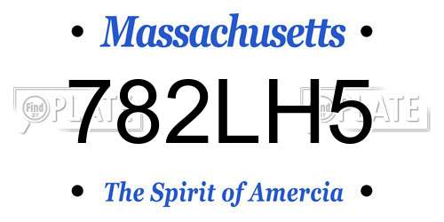 782LH5 Massachusetts License Plate