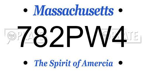 782PW4 Massachusetts License Plate