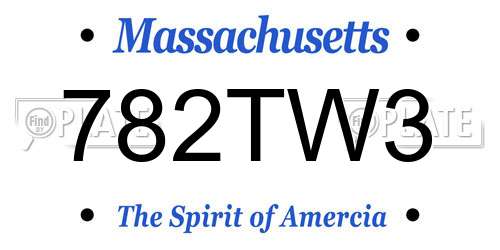 782TW3 Massachusetts License Plate