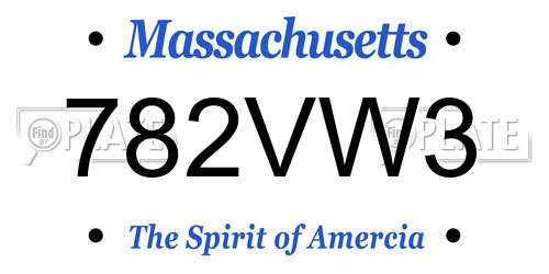 782VW3 Massachusetts License Plate