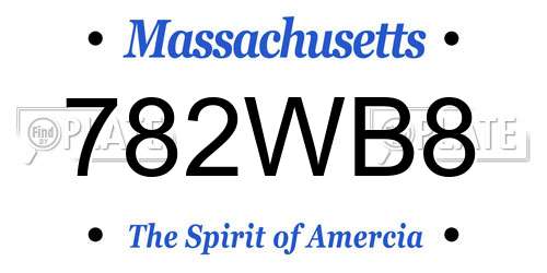 782WB8 Massachusetts License Plate