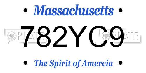 782YC9 Massachusetts License Plate