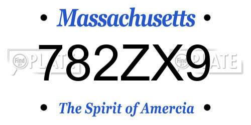 782ZX9 Massachusetts License Plate