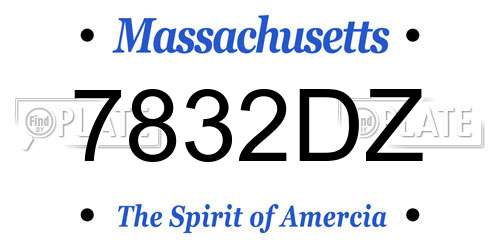 7832DZ Massachusetts License Plate