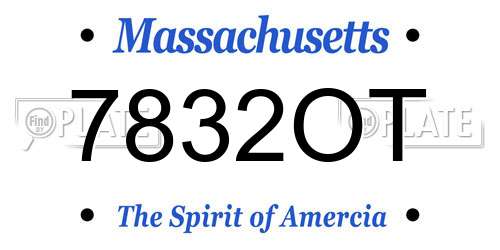 7832OT Massachusetts License Plate