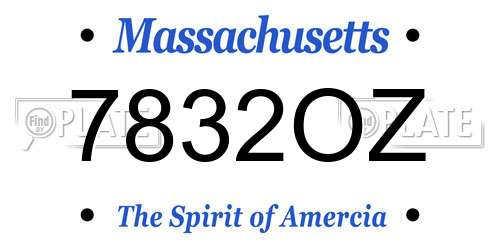 7832OZ Massachusetts License Plate