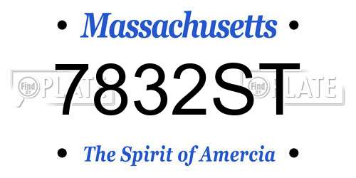 7832ST Massachusetts License Plate