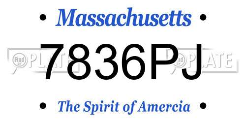 7836PJ Massachusetts License Plate