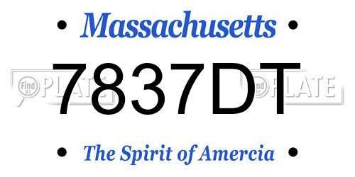 7837DT Massachusetts License Plate