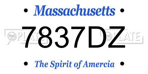 7837DZ Massachusetts License Plate