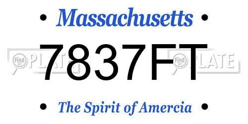 7837FT Massachusetts License Plate