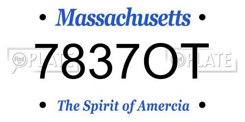 7837OT Massachusetts License Plate