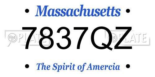 7837QZ Massachusetts License Plate