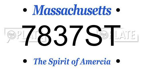 7837ST Massachusetts License Plate