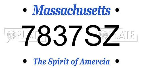 7837SZ Massachusetts License Plate