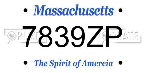 7839ZP Massachusetts License Plate