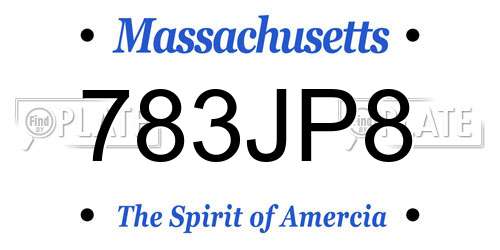 783JP8 Massachusetts License Plate