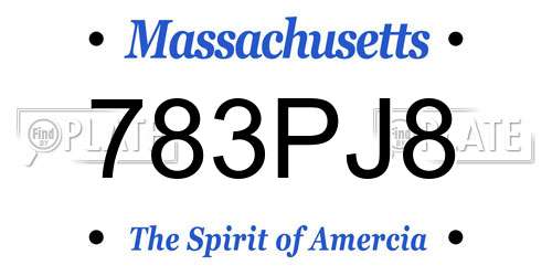 783PJ8 Massachusetts License Plate