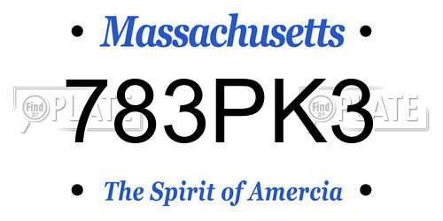 783PK3 Massachusetts License Plate