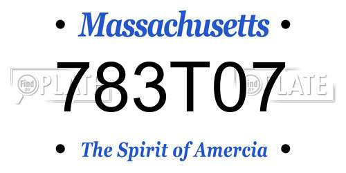 783T07 Massachusetts License Plate