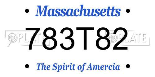 783T82 Massachusetts License Plate
