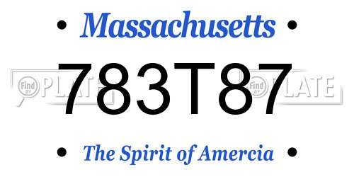 783T87 Massachusetts License Plate