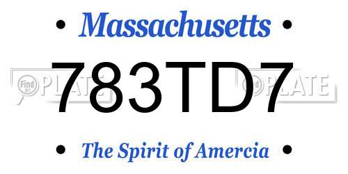 783TD7 Massachusetts License Plate