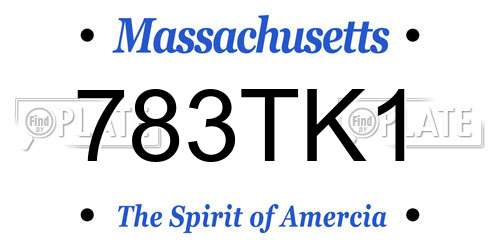 783TK1 Massachusetts License Plate