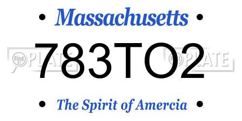 783TO2 Massachusetts License Plate