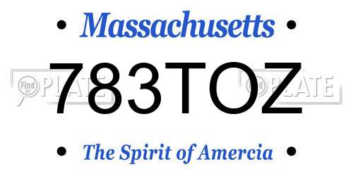 783TOZ Massachusetts License Plate