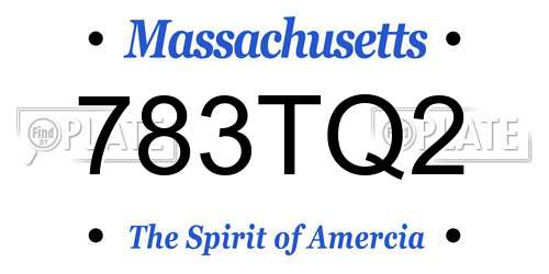 783TQ2 Massachusetts License Plate