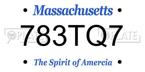783TQ7 Massachusetts License Plate