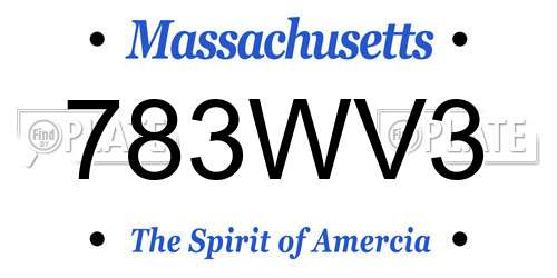 783WV3 Massachusetts License Plate