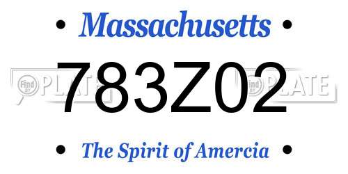 783Z02 Massachusetts License Plate