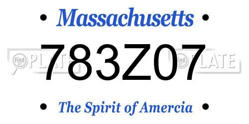783Z07 Massachusetts License Plate