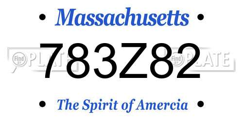 783Z82 Massachusetts License Plate