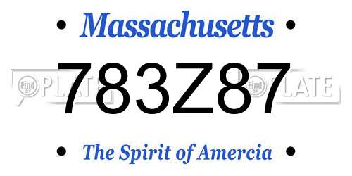 783Z87 Massachusetts License Plate