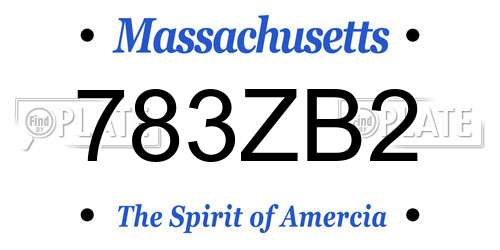 783ZB2 Massachusetts License Plate