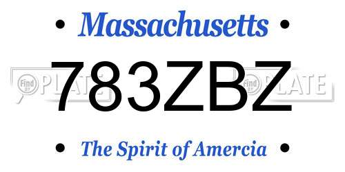 783ZBZ Massachusetts License Plate