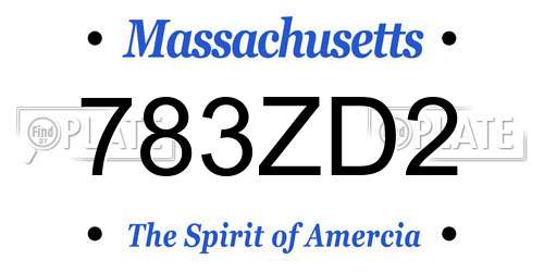 783ZD2 Massachusetts License Plate