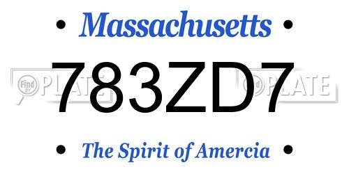 783ZD7 Massachusetts License Plate