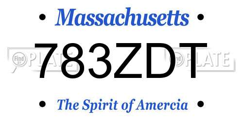 783ZDT Massachusetts License Plate