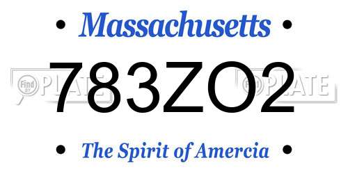 783ZO2 Massachusetts License Plate