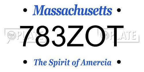 783ZOT Massachusetts License Plate