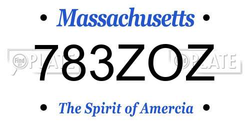 783ZOZ Massachusetts License Plate