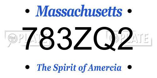783ZQ2 Massachusetts License Plate