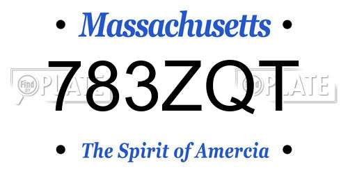 783ZQT Massachusetts License Plate